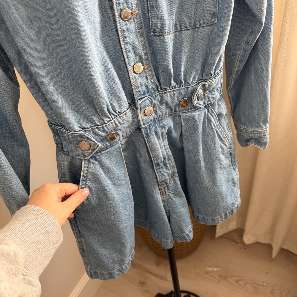 Universal Thread Denim Romper Utility Button Fron… - image 5